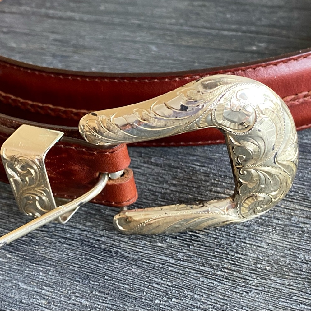 Elkcreek sterling .925 Handmade in Old Mexico/ size 40 Onyx by Brighton belt - Picture 9 of 15
